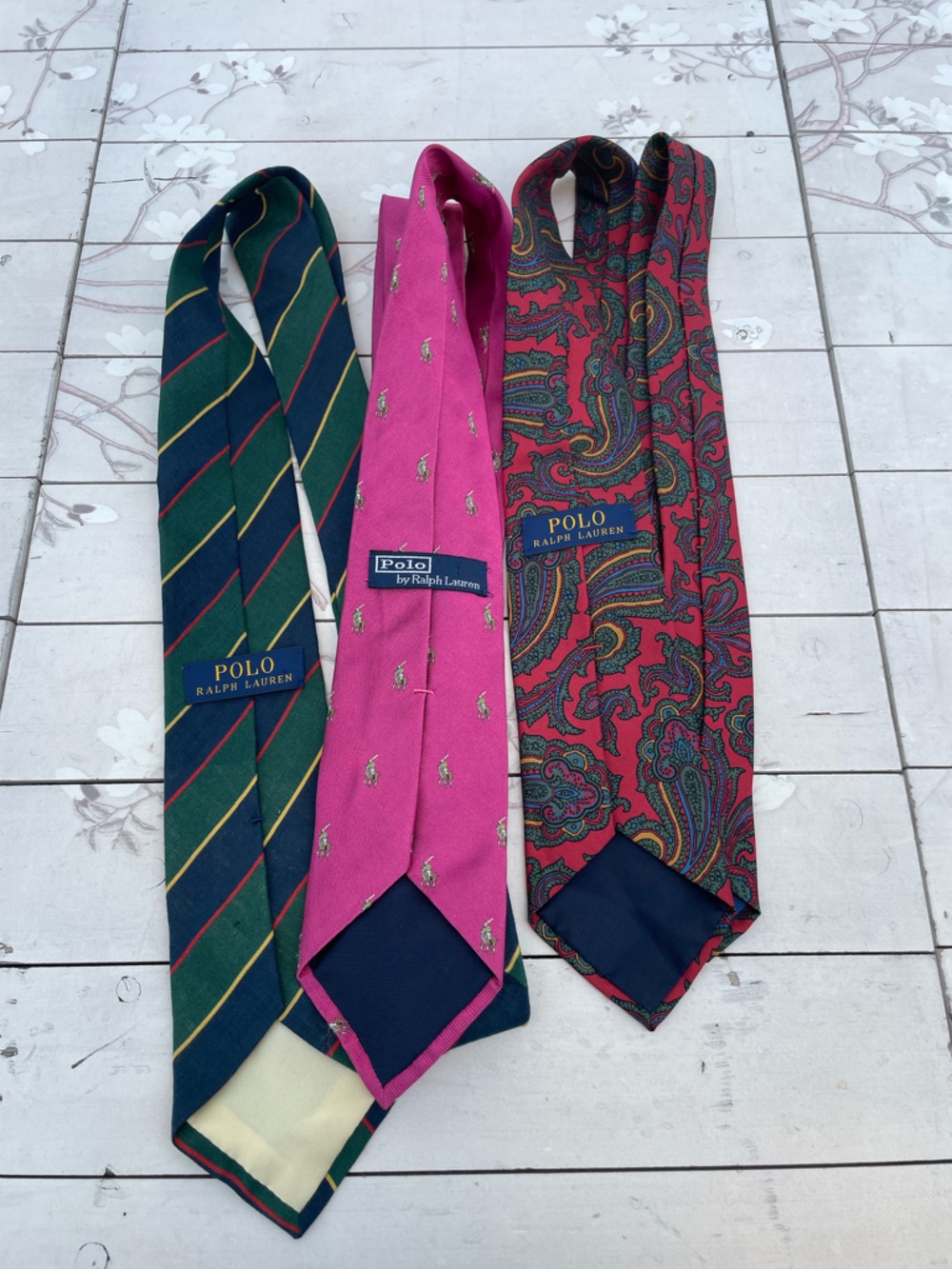 Polo by Ralph Lauren Trio Silk Ties - Green, Pink & Red Paisley